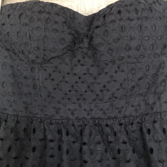 American Eagle Black Strapless Eyelet Mini Dress - Picture 2 of 11